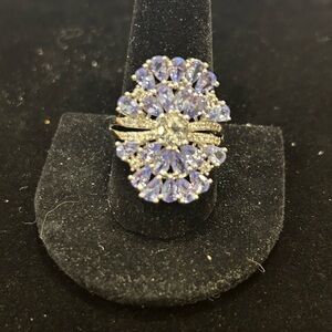 JTV 5.07ctw Tanzanite with .80ctw Round White Topaz Sterling Silver Ring - Sz 11